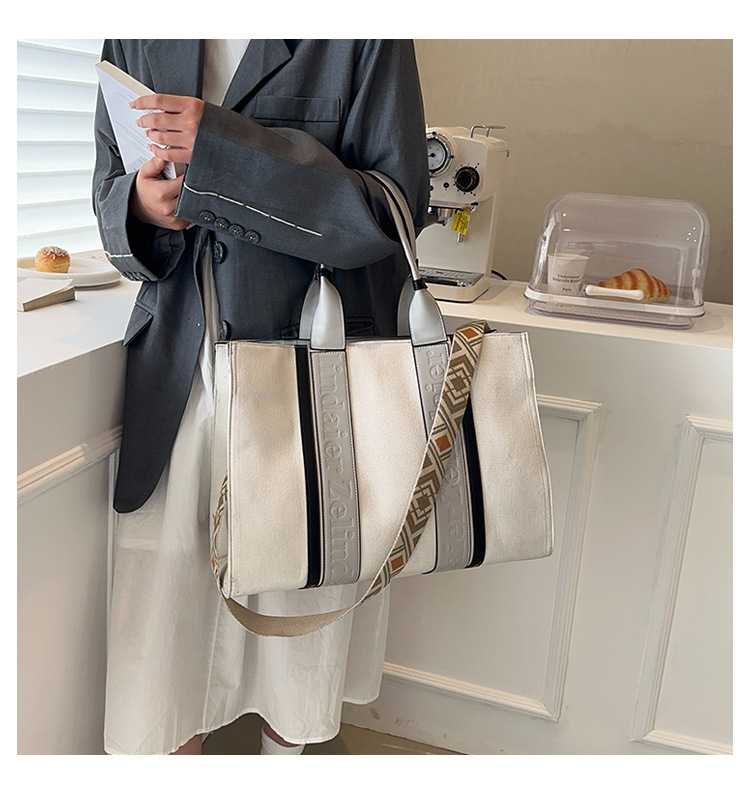 Retro Women's Tote Bag Large Capacity Colour Block Shoulder Bag_voghion.com
