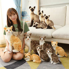 跨境仿真暹罗猫公仔毛绒玩具  动物园摆件坐姿猫咪玩偶儿童节礼物