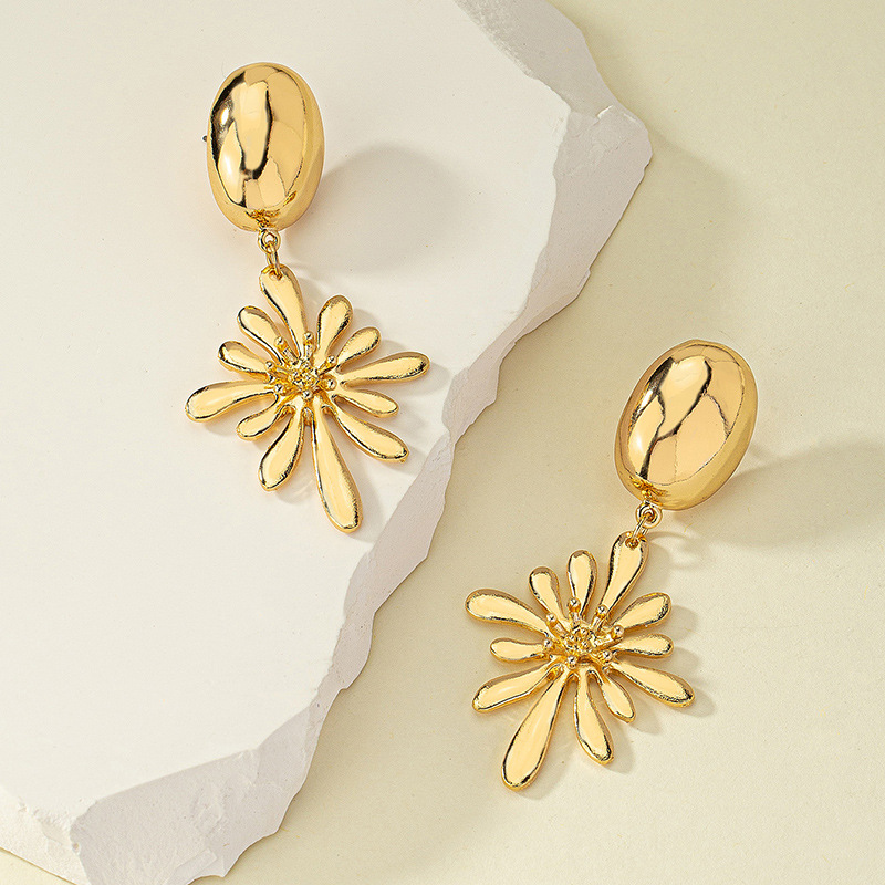 Wholesale Jewelry Elegant Flower Metal Plating Drop Earrings display picture 5