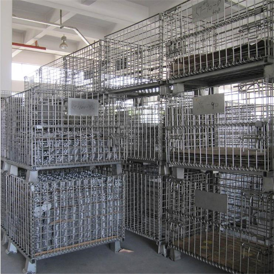 仓储笼美国笼亿阔蝴蝶笼线网带轮子快递分拣笼可拆卸堆叠