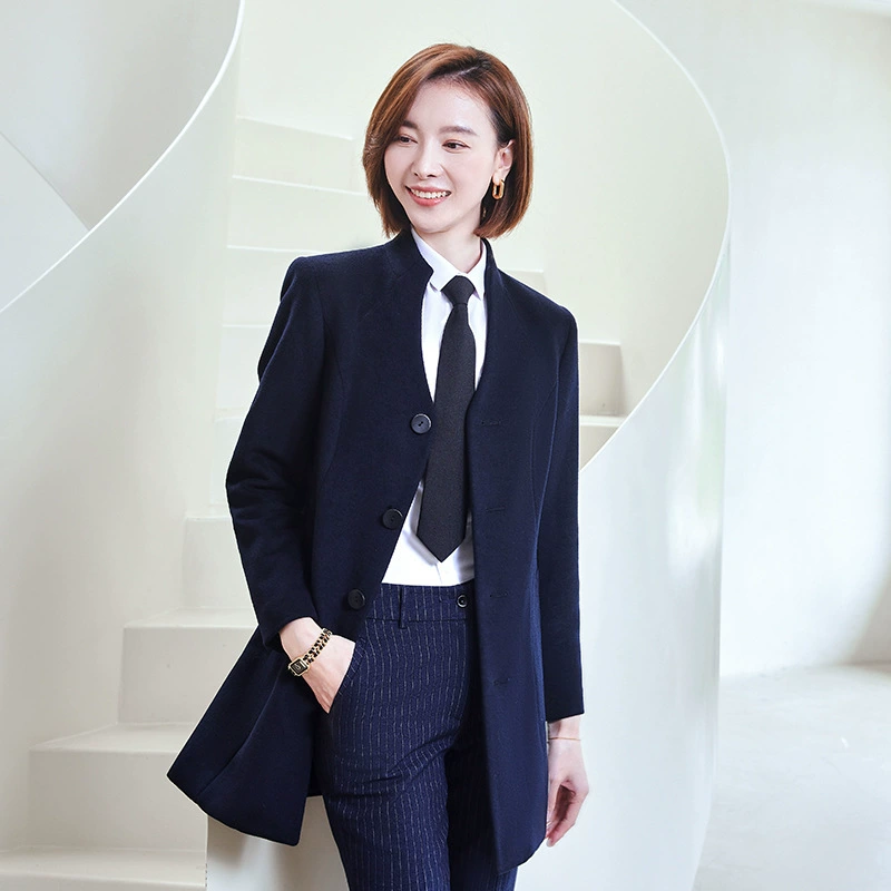 Woolen coat, demi-season fashionable black woolen jacket for men and women