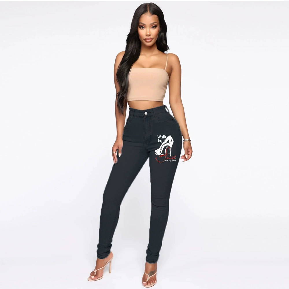 Джинсы с европейским и американским принтом джинсы женские брюки карандаш сексуальная JN01-463