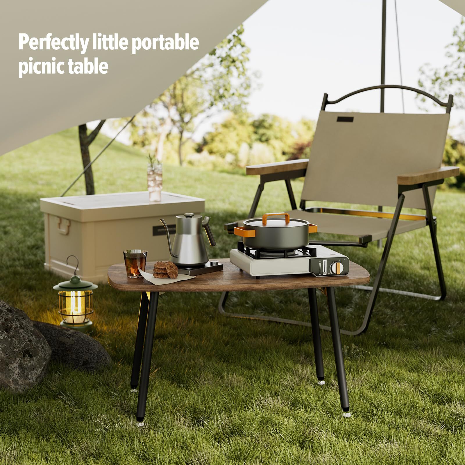 Mesa móvil de granja para espacio pequeño Mesa de café medieval rectangular