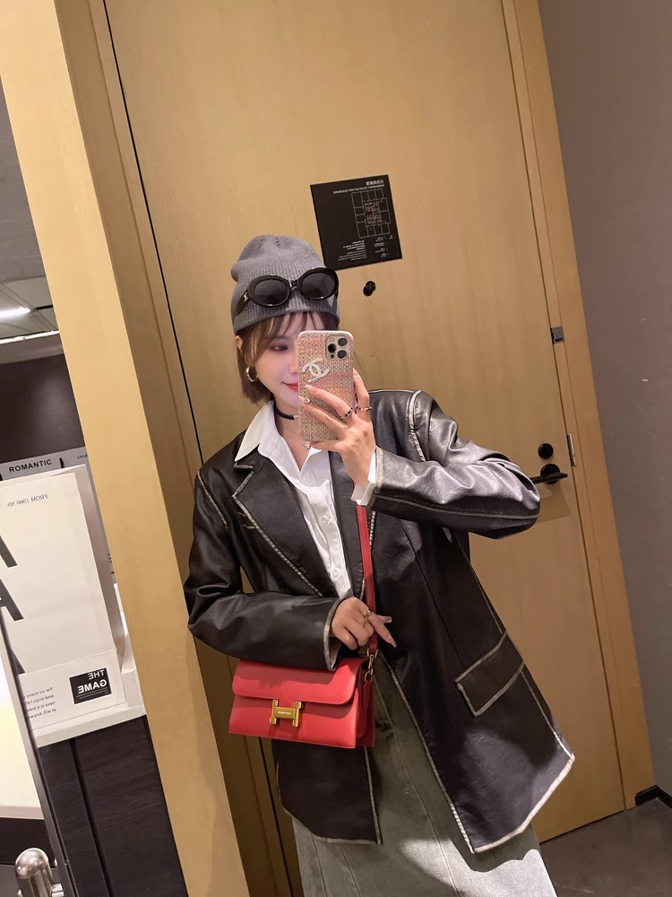 Túi đeo chéo nữ dáng baguette retro sang trọng, quai xích, phong cách thời thượng — Màu đen, Màu đỏ gốm, Màu mơ than chì, Ánh trăng trắng chi tiết 18