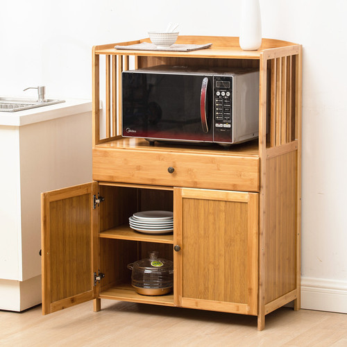 Solid wood cupboard, bamboo multifunctional storage cabinet, kitchen storage cabinet, new Chinese style simple sideboard, living room tea cabinet