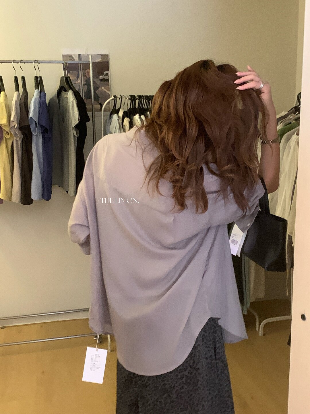 Áo sơ mi nữ tay dài chất liệu tencel phong cách lười biếng ấm áp — Vàng nhạt, xanh lam, Xanh lá cây nhạtcolor, màu hồng chi tiết 82