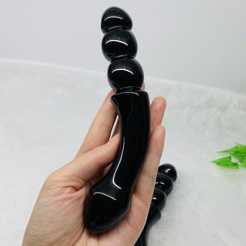 天然水晶黑曜石雕刻原石水晶按摩棒 图 5