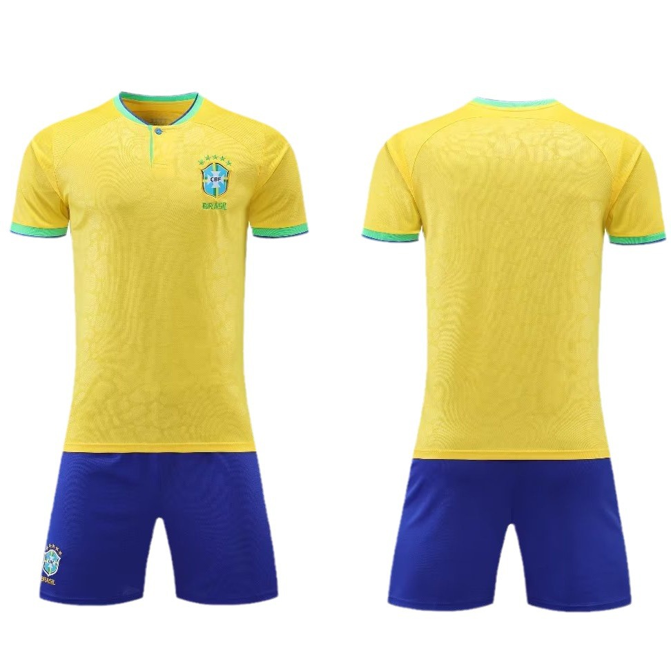 22-23 brasil casa equipo nacional traje de uniforme de fútbol uniforme de equipo de hombres ropa para niños adultos tamaño 14-2XL