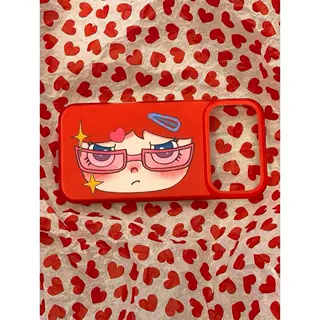 甜酷ins可爱红底眼镜女孩适用iPhone17promax苹果16手机壳15新款