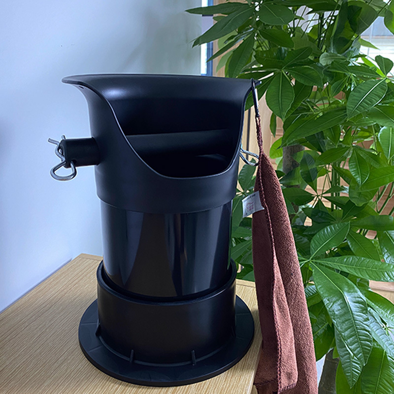 Large-Capacity Vertical Coffee Grounds Container for Commercial Espresso Machines, Handle Knock Box, Low Desktop Bar Counter Waste Container