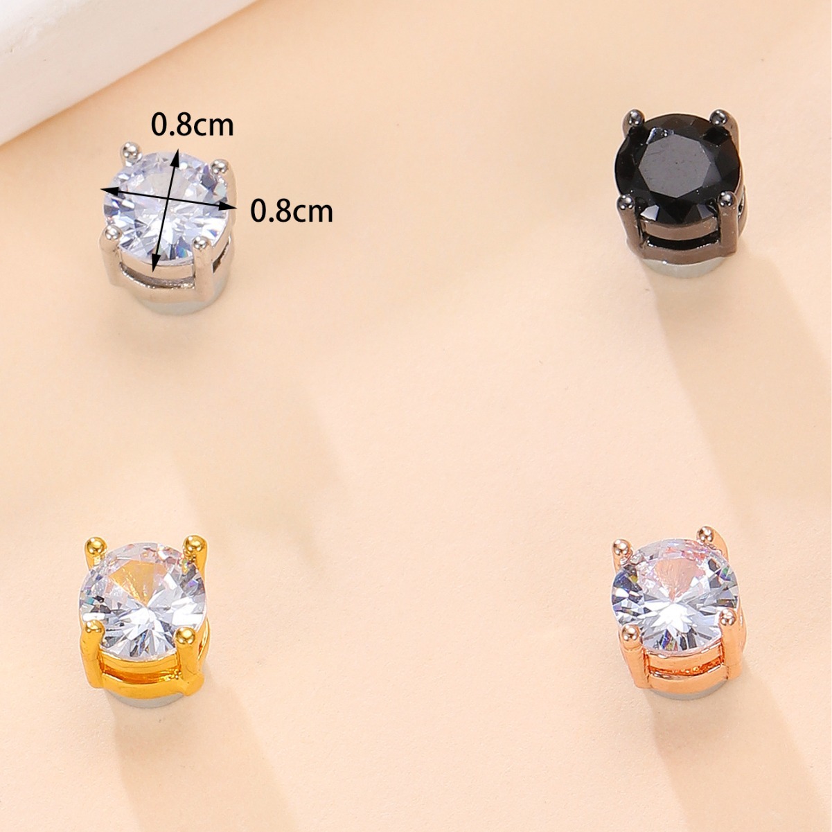 6mm 8mm Copper Inlaid Zircon Magnet Clip Men Without Ear Holes Stud Earrings Unisex_voghion.com