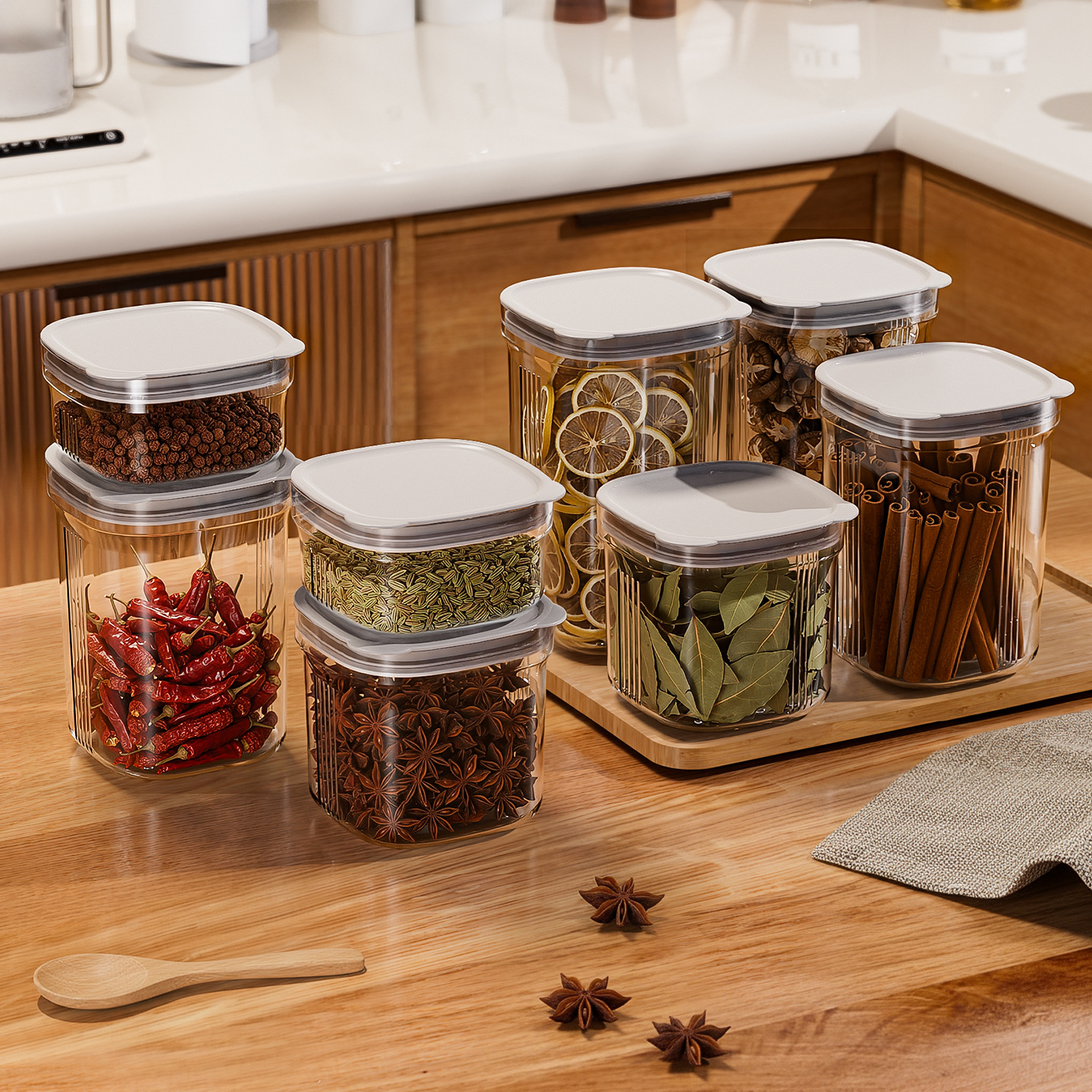 Tanque de sellado granos de cocina almacenamiento de grano de grano caja de plástico transparente de grado alimenticio bocadillos productos secos tanque de almacenamiento de té