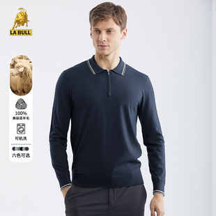Worsted Machine Washable POLO Neck Sweater Autumn and Winter Business Men's All-match Lapel Men's Sweater BM198