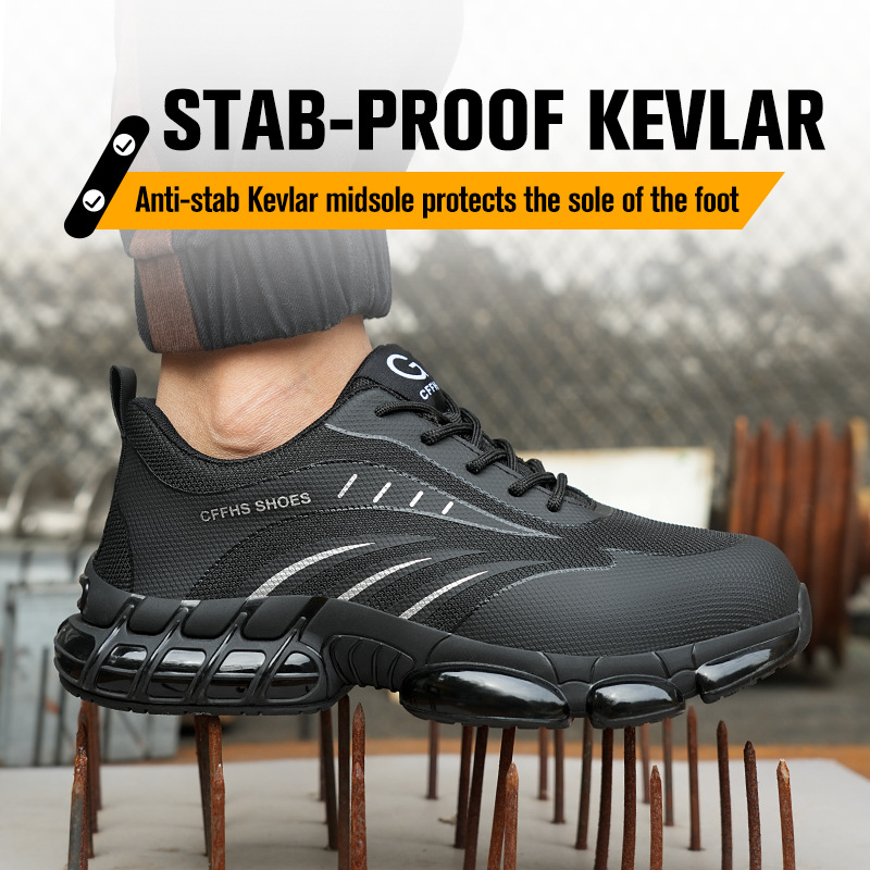 City Defense New Popcorn Sole Protective Safety Shoes Steel Toe Cap Anti-Punching Anti-Piercing Lightweight Safety Shoes