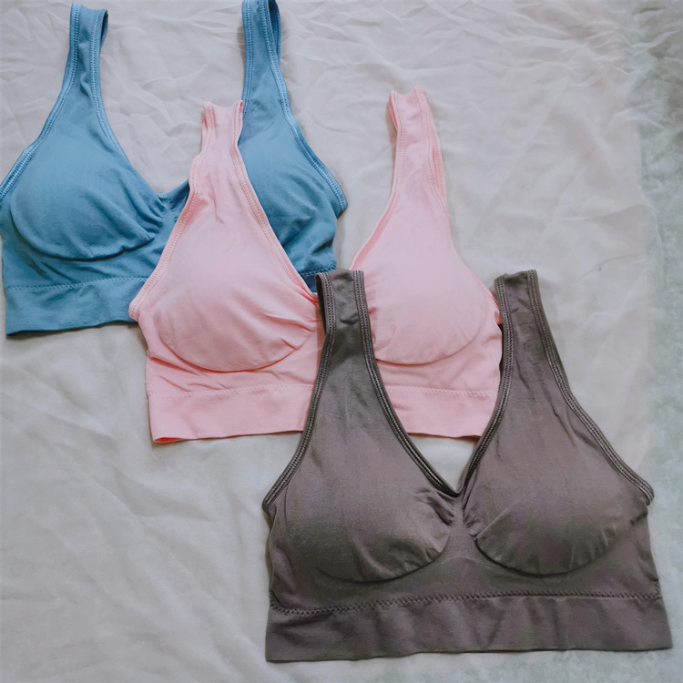 Genie bra三ピースパッド付き二重0束缚り无痕下着少女スポーツブラジャースチールリングなしベスト