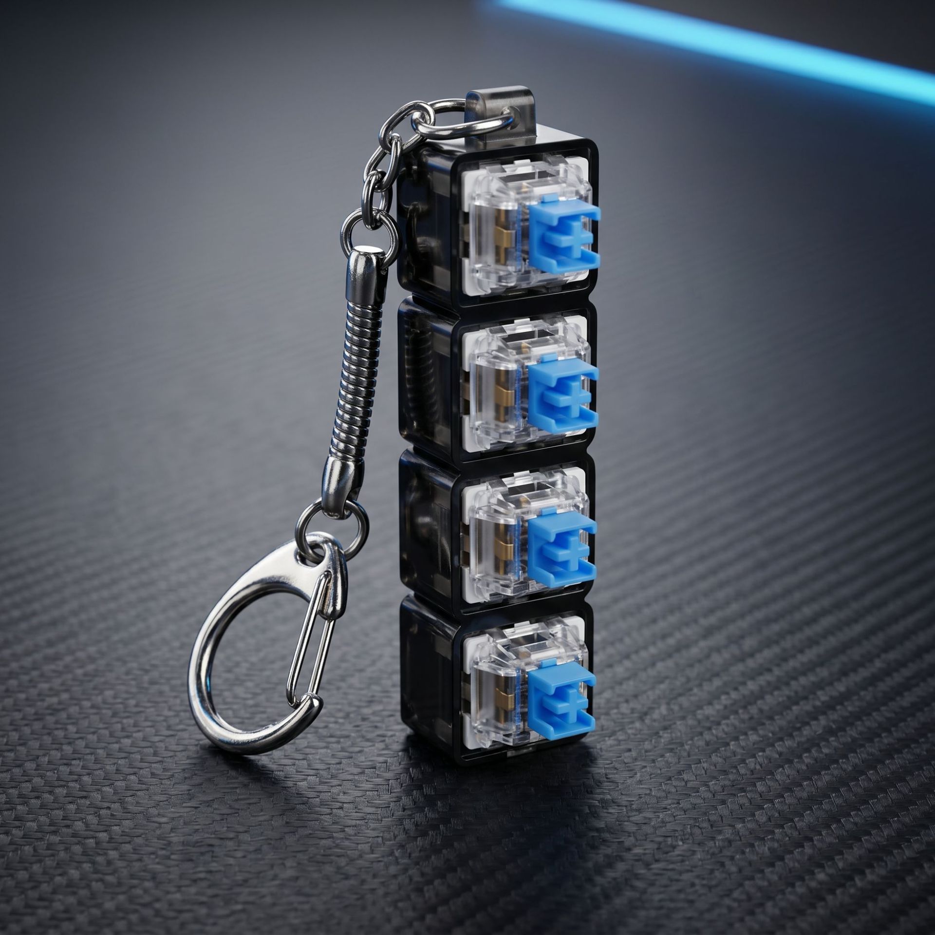 PC9键机械键盘减压按键指尖玩具解压钥匙扣试轴器LED灯透明底座