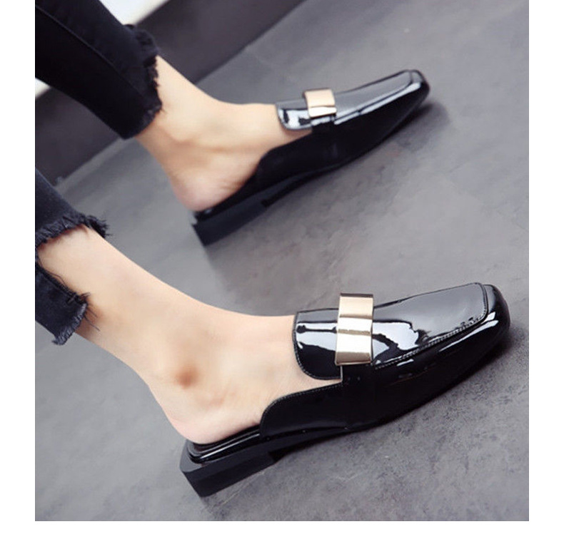 Elegant Women's Loafers With Metal Buckle And Thick Heel Style_voghion.com