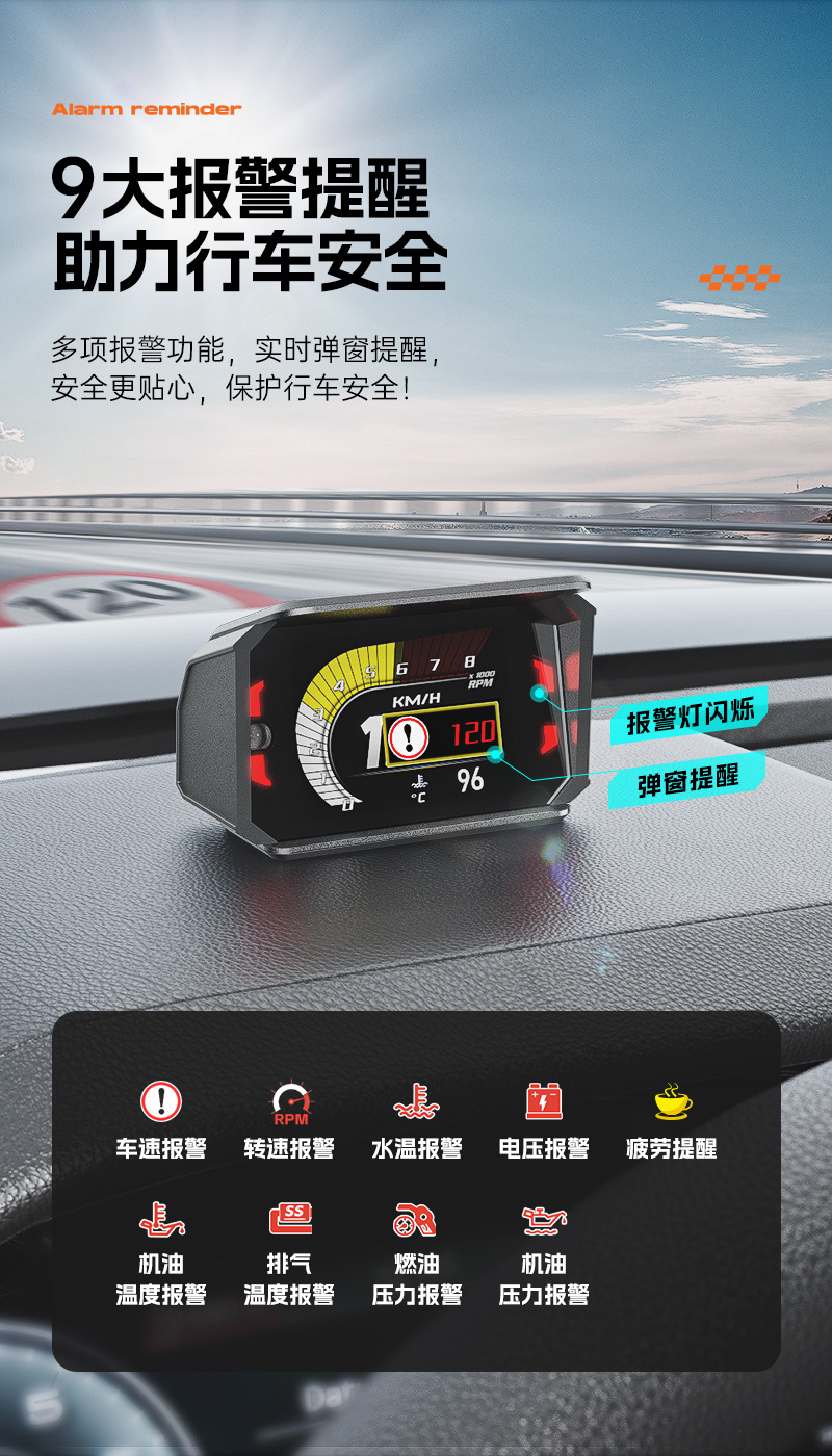 Hud Head-Up Display Obd Lcd Instrument Car Modification Speed Rpm Fuel Consumption Mileage A402