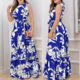 Cross-border 2025 Amazon eaby Europe and the United States summer new hanging neck lace-up printed flounce dress women
