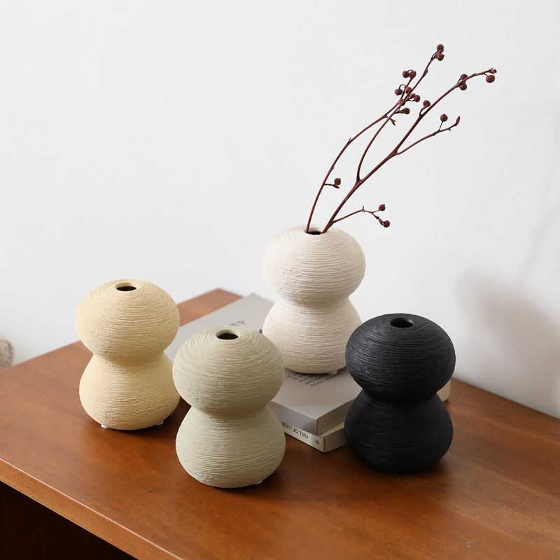 El viento tranquilo simple de cerámica dibujada simple adornos de vasijas de flores de flores secas flor de pequeño calibre decoración de vasijas de flores