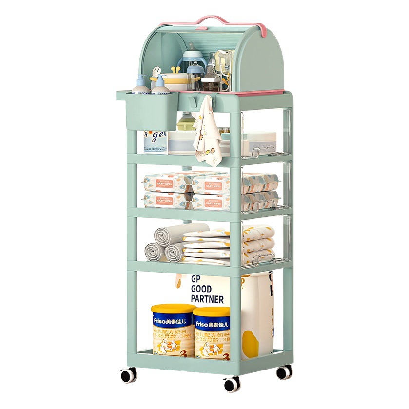 Carro de almacenamiento de dibujos animados a prueba de polvo cuidadosamente seleccionado, estante de almacenamiento para juguetes, estante de almacenamiento para juguetes, tipo cajonera extraíble, cochecito de bebé pp