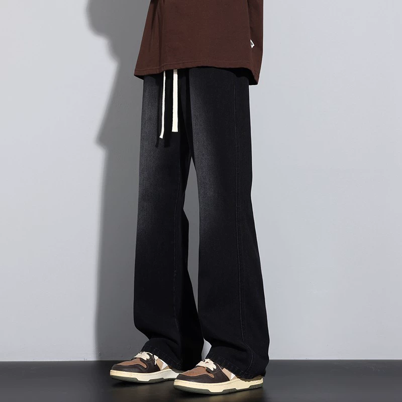 Мужские расклешенные джинсы в американском стиле для весны и лета, модные облегающие брюки с эластичным поясом, в корейском стиле, для студентов