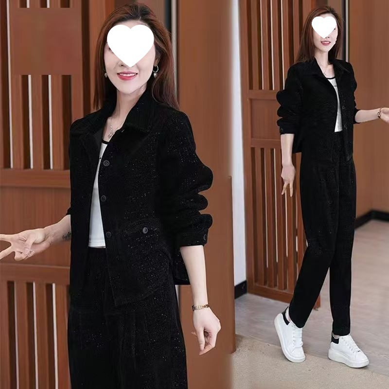 时尚休闲运动服套装女2025年春秋新款小个子洋气外套直筒裤两件套|undefined