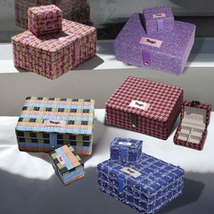Tagi. ジュエリー枕 ジャカード ジュエリーボックス 大容量 レトロ ポータブル ミニ 二層収納ボックス