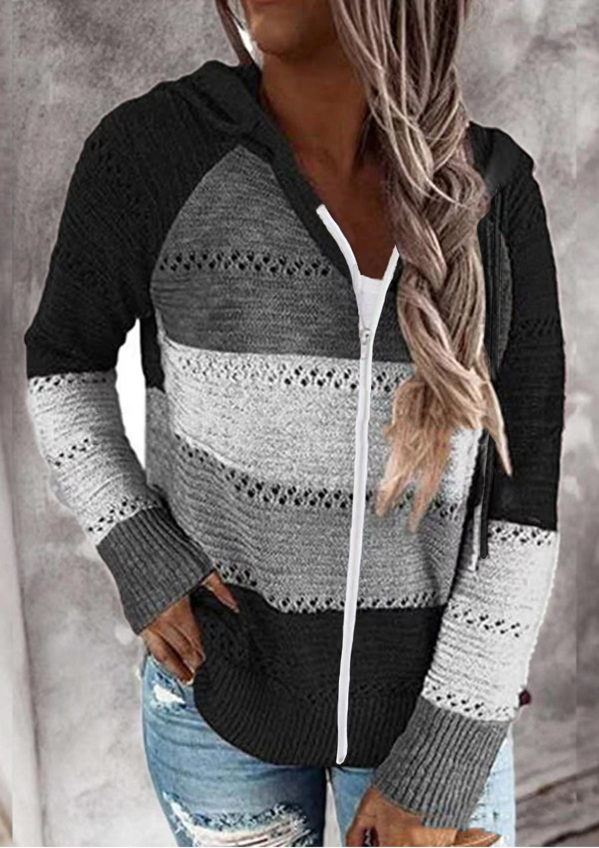 Comercio exterior transfronterizo Orden original nuevo deseo Amazon eBay Otoño e Invierno Nuevo suéter con capucha a rayas image 22