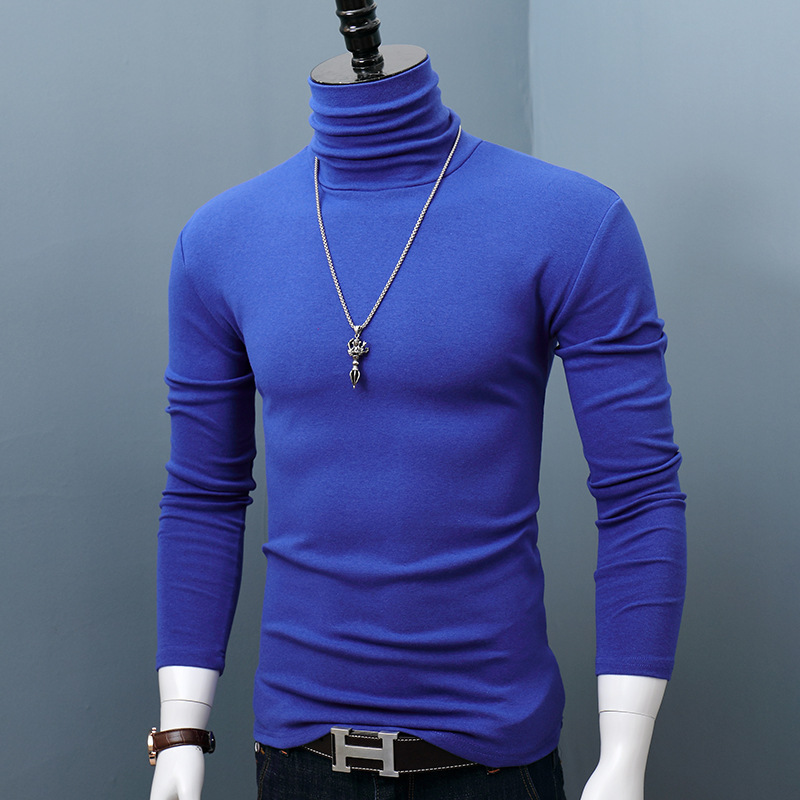 컬러풀한 블루 풀 터틀넥