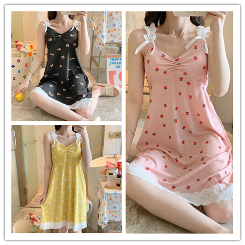 Pijamas de las mujeres verano lindo dulce estudiante Correa delgada princesa estilo sexy camisón homewear prendas vestir exteriores