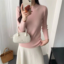 软糯圆领内搭毛衣女秋冬新款时尚简约修身显瘦保暖针织打底衫上衣