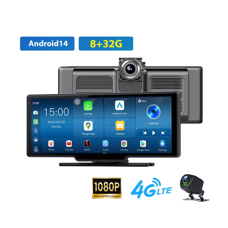 Новая модель 4G, 8ГБ+32ГБ, трансграничный видеорегистратор с высококачественной записью, двойной камерой (передняя и задняя), навигацией и функцией записи при движении задним ходом.