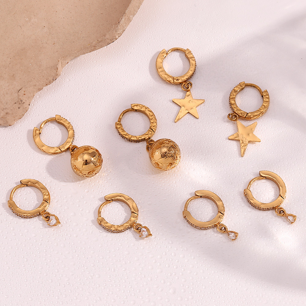 Micro-inset Zircon Stainless Steel Geometric Earrings