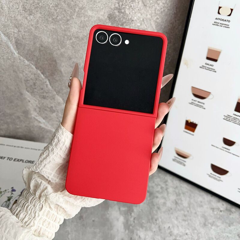 ins ソリッドカラーの肌の感触の大きなウィンドウ Samsung Galaxy ZFlip 30% off スタックスクリーンビジネス落下防止携帯電話ケースシンプル|undefined