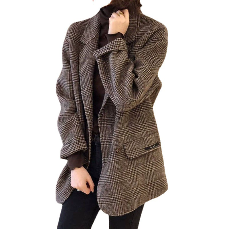 Woolen demi-season classic suit jacket, retro coat, for teenagers
