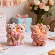 文信 生日派对小熊手捧花蜡烛模具DIY创意小熊手捧花硅胶模具