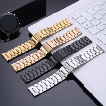 适用于苹果iwatch三珠表带三星华为GT三株不锈钢带金属智能手表带