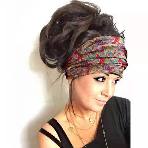 Hijab women European and American 2024 summer new style cross-border manufacturer direct batch fashion printed yoga wide headband wholesale
