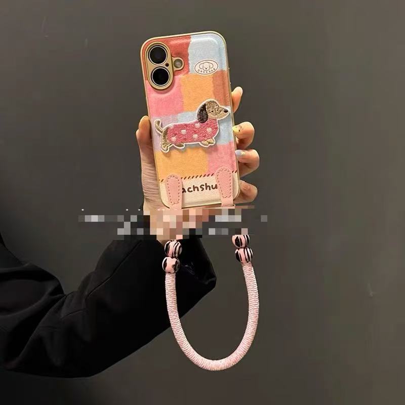 Perro a cuadros retro de nicho para iPhone14/15 funda para teléfono móvil 16Promax nuevo estilo 13 pareja 15pro