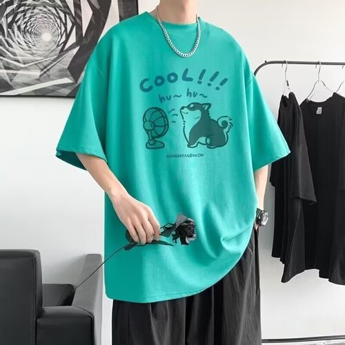 Hong Kong style ins large size short-sleeved T-shirt for boys summer round neck T-shirt half-sleeved simple and versatile trendy brand five-point top clothes