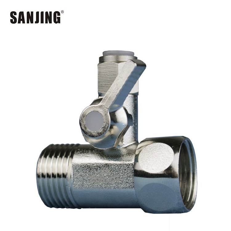 2 minutos de conexión rápida válvula de bola de tres vías 4 minutos de cambio de dos minutos de latón niquelado de una sola pieza de entrada de agua de tres vías purificador de agua Accesorios de instalación