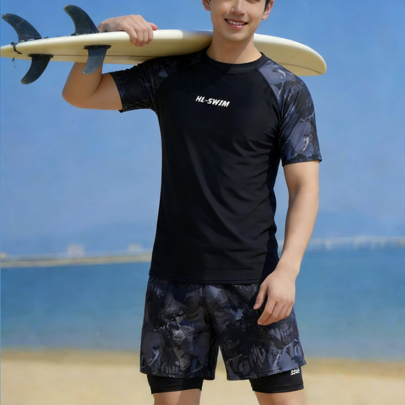 Adult Swimwear for Men, Two-Piece Swimsuit for Older Boys, Professional Quick-Dry Swim Trunks for Teenagers, Middle and High School Boys, Plus-Size Boys' Set