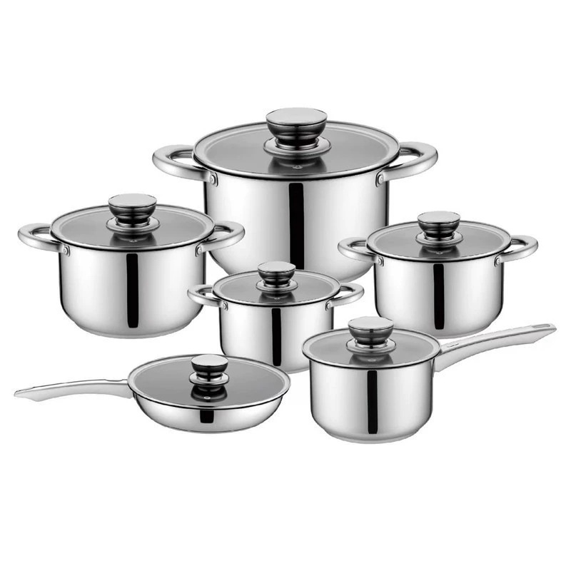 Exportación de comercio exterior transfronterizo red set de olla de acero inoxidable 12 piezas set de olla de olla