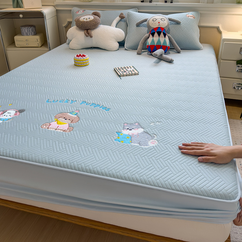 Cama de algodón engrosada cubierta protectora de colchón Simmons de una sola pieza sábanas antideslizantes cubierta de cama fija cubierta de cubierta de polvo integral