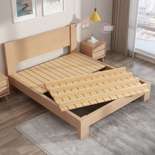 北欧榻榻米简易床架全实木床榉木现代简约1.8卧室双人床1.5米单人