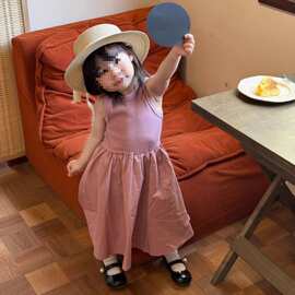 女童裙子夏季女宝宝夏装连衣裙童装无袖背心裙儿童夏款长裙潮Z080