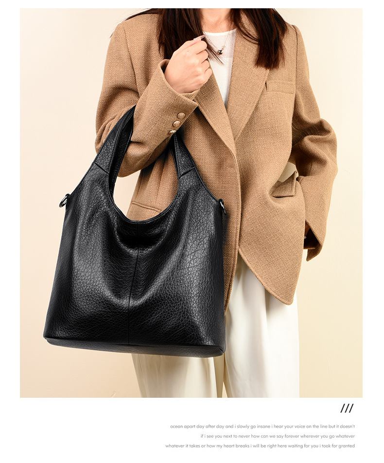 Borsa da donna, borsa nera grande, nuova borsa tote da donna, borsa versatile sotto le ascelle, borsa a tracolla monospalla di grande capacità_voghion.com