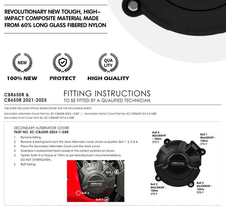 Suitable for Motorcycle Cbr650R Cb650R 21-23 Years Modified Engine Anti-Fall Protective Cover Side Cover