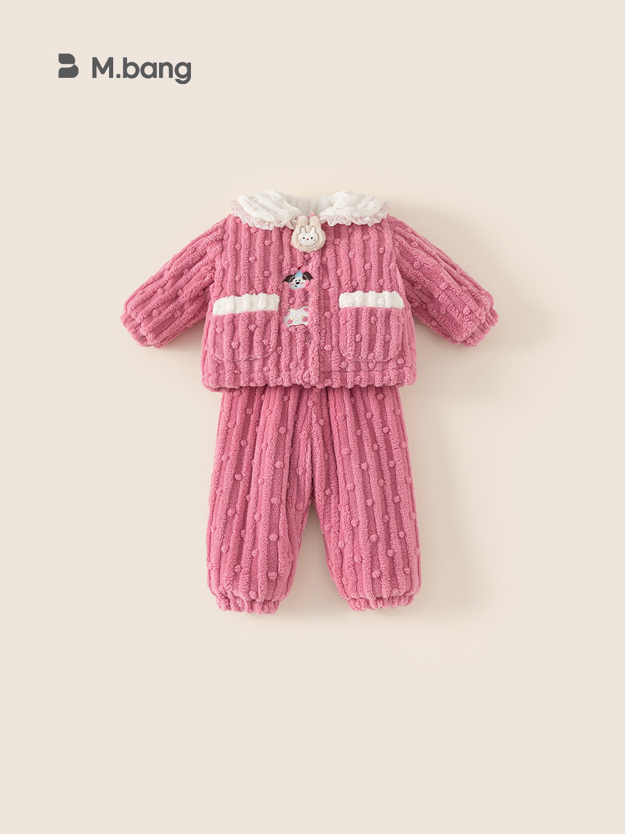 Yoobao ropa infantil 2025 nuevo pijama infantil niñas otoño invierno con un conjunto de dibujos animados de terciopelo de invierno para niñas ropa de hogar